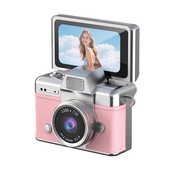 Мини-камера размером с большой палец с откидным экраном, крошечная ретро цифровая камера-брелок с 1,47-дюймовым ЖК-экраном, винтажная