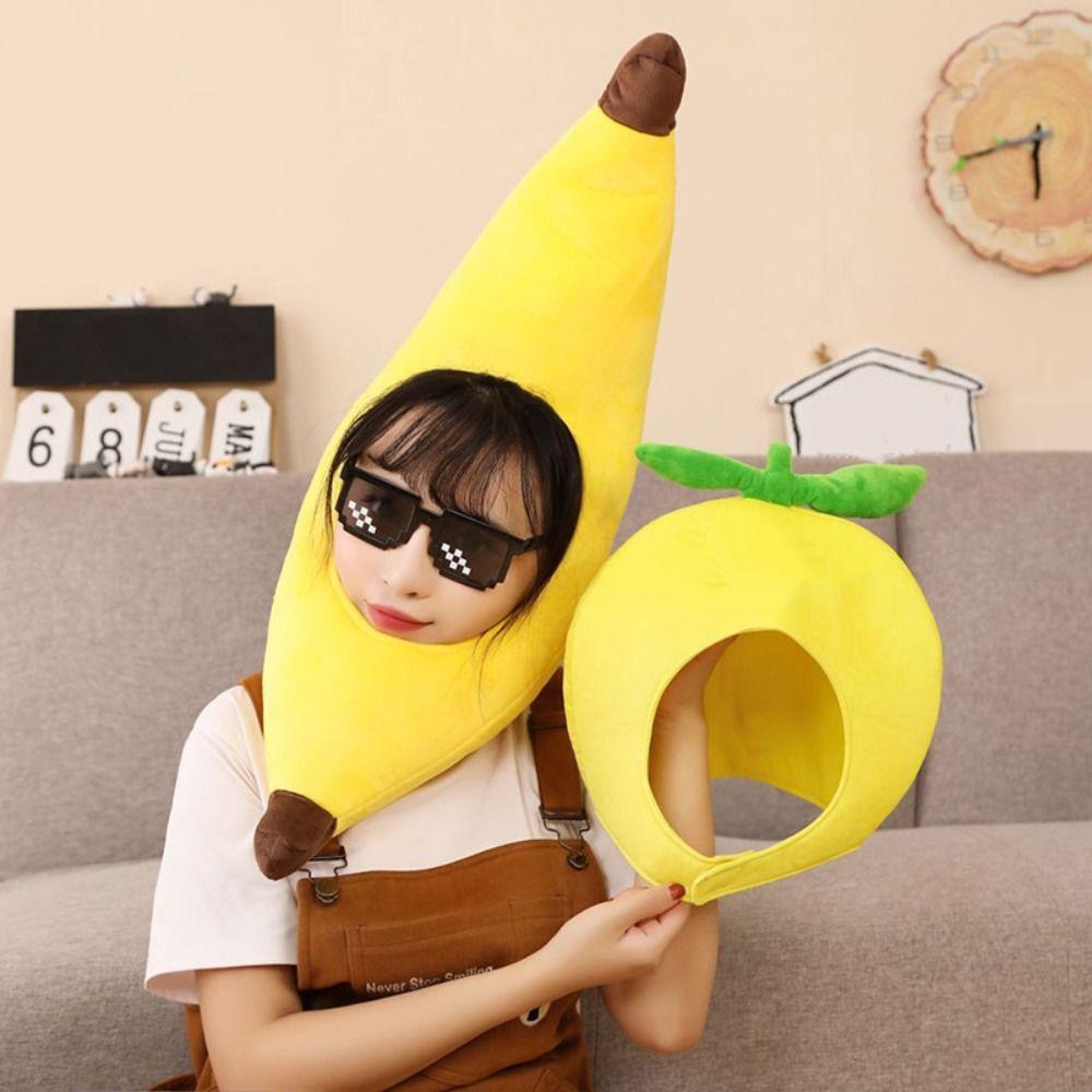 Creative Plush Fruits Hat Cute Banana Head Cover Costume Accessories Yellow Banana Cap Photo Props