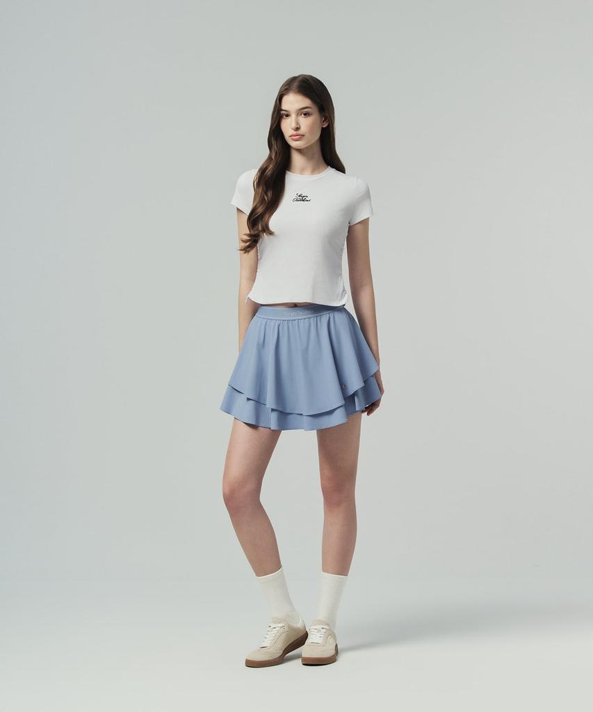 SERGIO TACCHINI W Футболка с коротким рукавом, узкого кроя, с воротником-стойкой и завязками-лентами (белый)