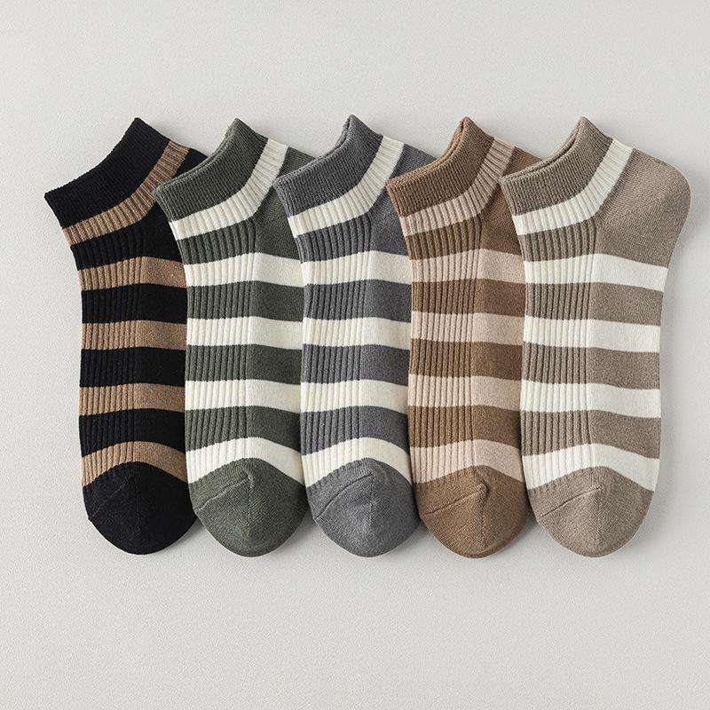 Мужские тонкие носки на весну и лето, двухслойные, в цветную полоску, универсальные, дышащие, впитывающие пот