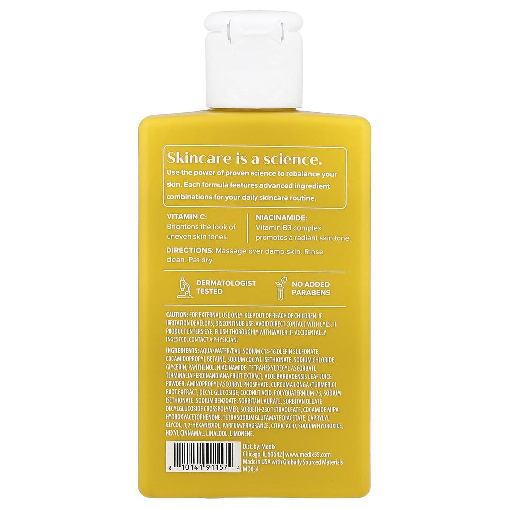 Medix 5.5 Гель для душа Radiant Glow, Витамин С + Ниацинамид, 89 мл (3 жидких унции)