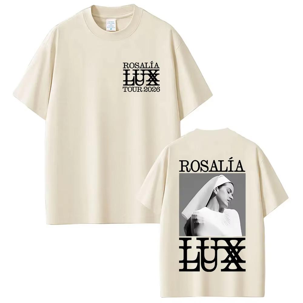 ROSALIA LUX тур Футболка 2026 ROSAIA Такая же, как на официальном сайте Высококачественная футболка Оверсайз Хлопок Харадзюку Круглый вырез ФУТБОЛКИ