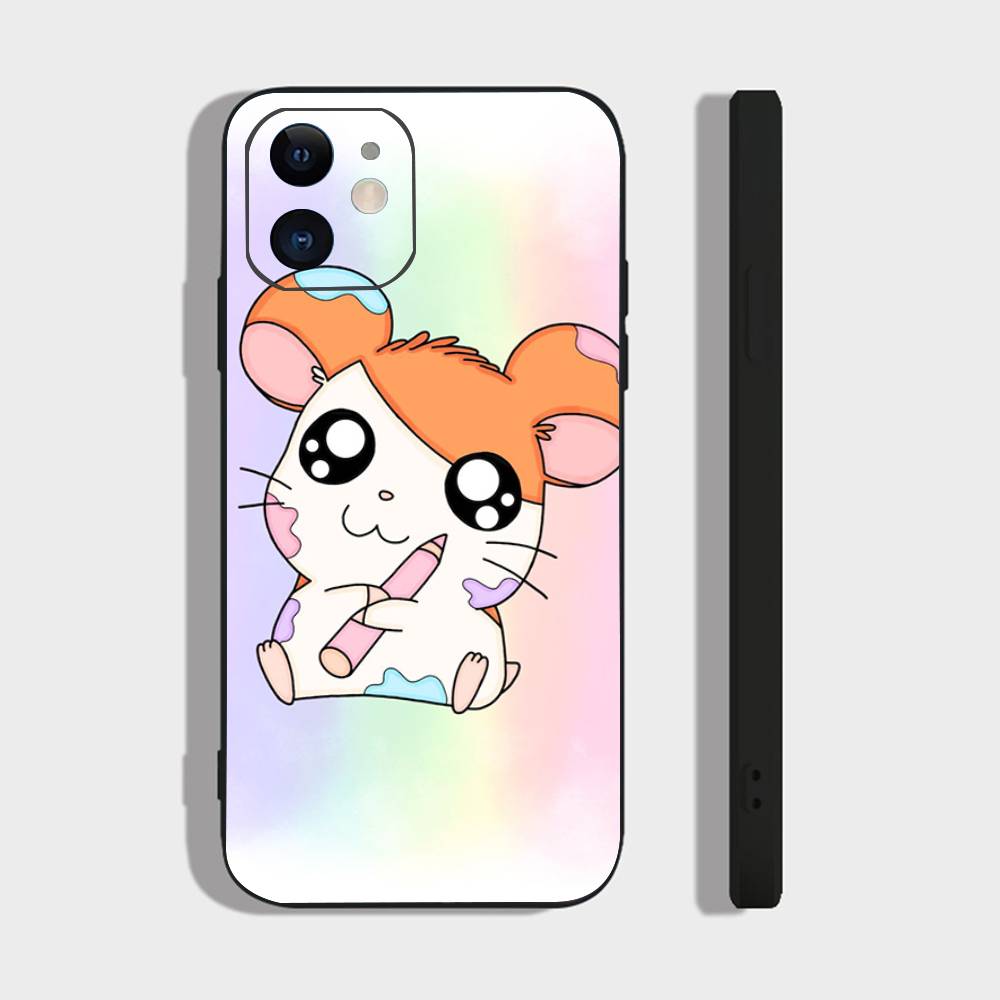 Мультяшный Аниме H-Хамтаро Чехол для Телефона Для IPhone 17 Air 16 15 14 13 Pro Max 11 12 Черный Силиконовый Чехол
