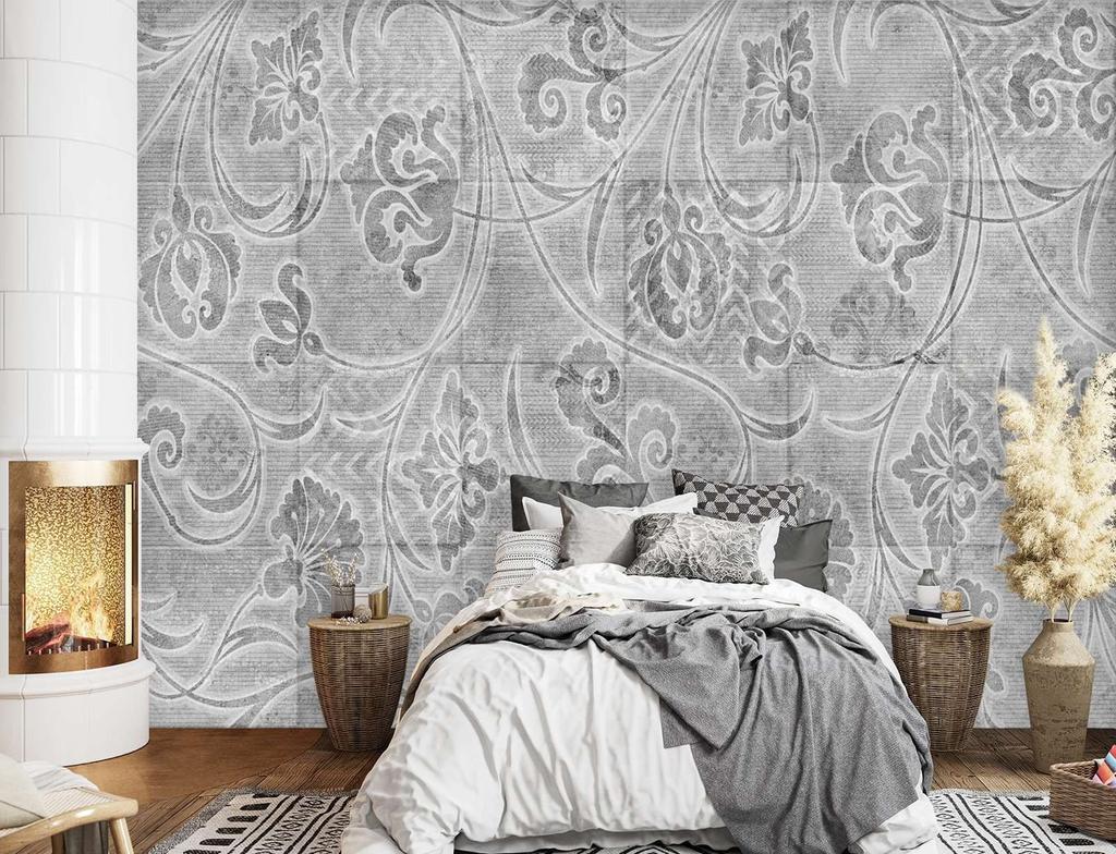 Wallpaper Boho tiles concrete imitation