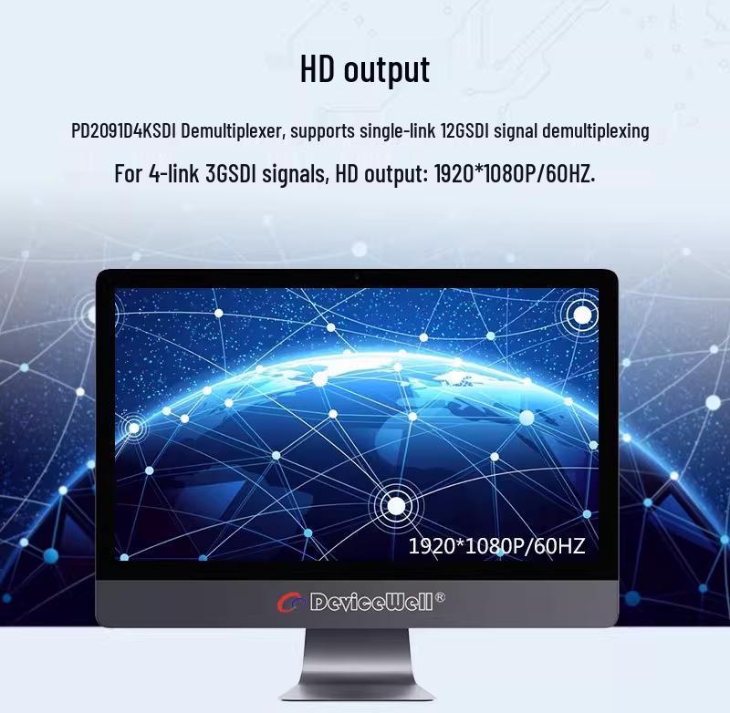 Devicewell PD2091D 12G/4K Demultiplexer 4-Link 3G SDI HD Signal
