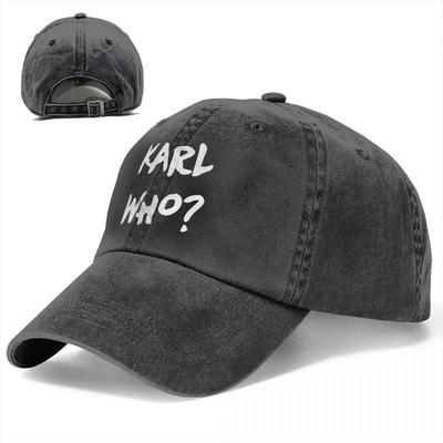 Винтажная бейсболка с лозунгом Karl Who, стиль, потертый деним, головной убор, сувенирная продукция Who, для улицы, для бега, для гольфа, кепка, шляпа