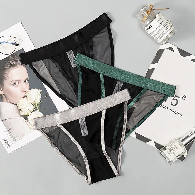 Women's Panties Transparent Silk Belt T-back Woman Underwear See-Through Low Waist Briefs Female Lingerie Sexy Temptation