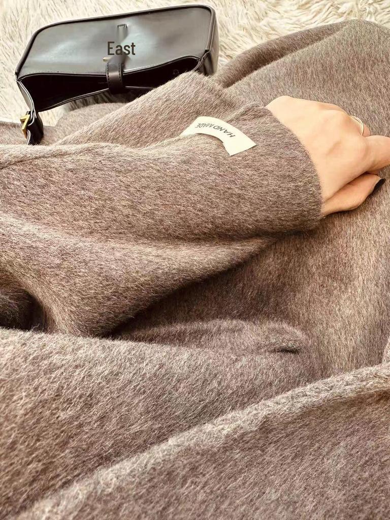 Женское шерстяное кашемировое пальто оверсайз в стиле Хепберн с воротником-стойкой, Осень/Зима 2025