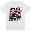 Футболка Live Fast Eat Trash Unisex с забавным рисунком енота Футболка Unisex Camisas Hombre feУнисекс повседневная футболка Harajuku унисекс футболка