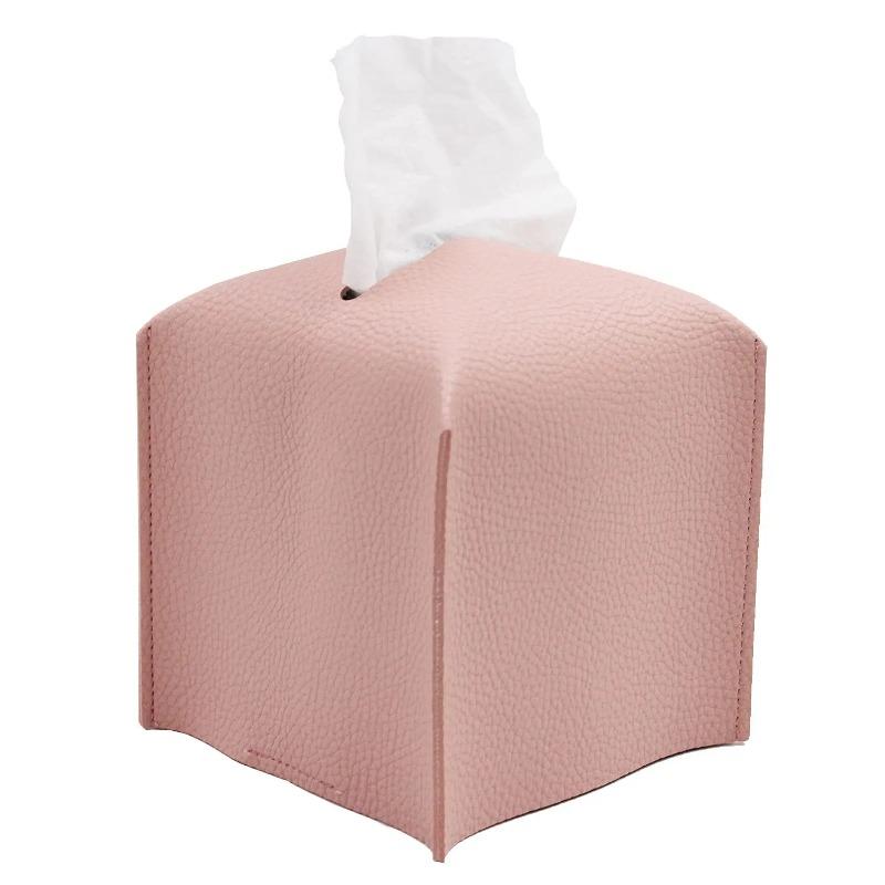 Квадратный декоративный держатель для салфеток из искусственной кожи, современный держатель для салфеток, органайзер для косметической бумаги, диспенсер для ванной комнаты 5X5X5''