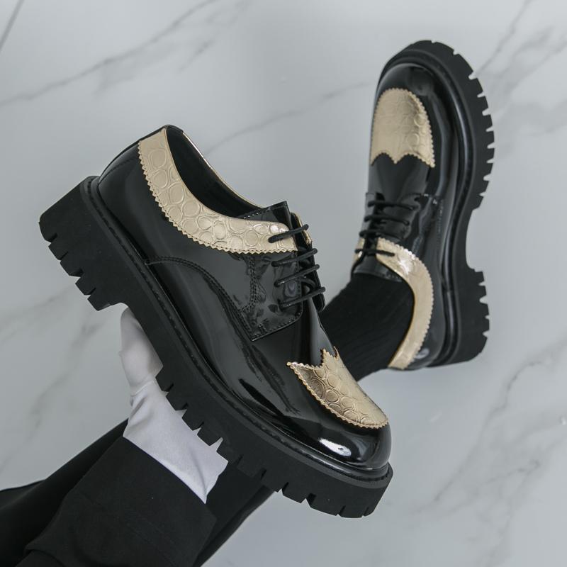 Мужские туфли дерби на толстой подошве, цветные блоки, на шнуровке, деловые, банкетные, мужская обувь