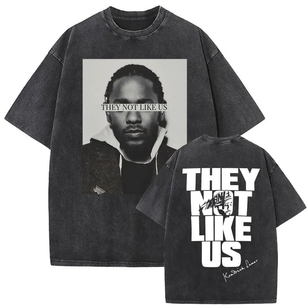 Limited Rapper Kendrick Lamar They Not Like Us Washed Vintage Tshirt Summer Men Women Hip Hop Oversized Street Crewneck T Shirt