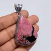 Incredible Top Grade Qualite 100% Natural Rhodonite Pear Shape Vintage Style Handmade Jewelry 925 Steling Silver Plated Pendant 2.2" WSJ4812