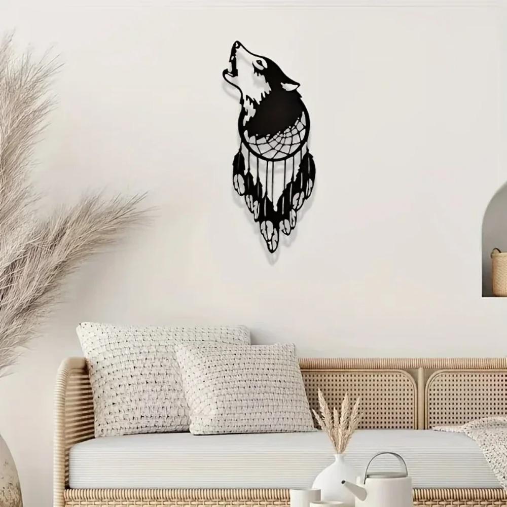Iron Craft Wolf Head Wall Art Creative New Pendant Decoration Stylish Home Ornament for Bedroom Unique Wall Decor & Crafts