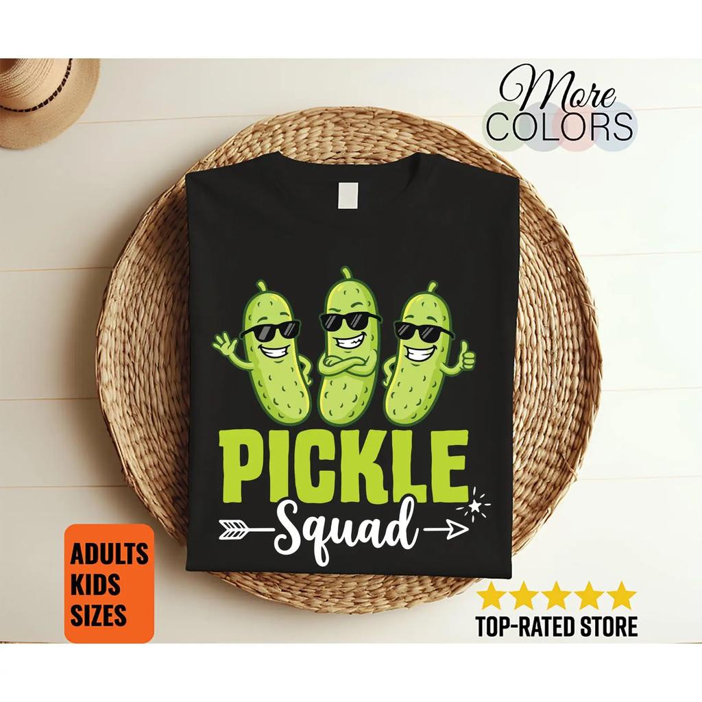 Pickle Squad T Shirt Funny Lover Team Foodie Brined Cucumber Humor Apparel Group Matching Outfit vintage Washed graphic fashion