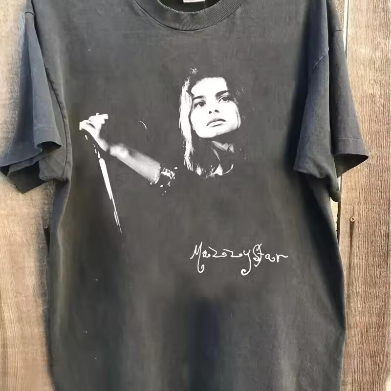 Mazzy Star Pattern Charcoal T shirt 90s Alternative Rock Spring/summer Men's Casual Fashion Suitable for Both Men and Women