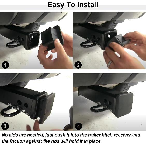 2 Inch Trailer Hitch Cover Black Rubber Tow Receiver Tube Plug Cap Fits For Any 2" X 2" Square Receiver Tube Fits For Class 3 4 5 To-Yota F-Ord G-MC