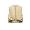 Early Autumn New Women's Clothing Waistcoat round Neck Sleeveless Commute Leisure Ruched Hem Cotton Vest 7864386
