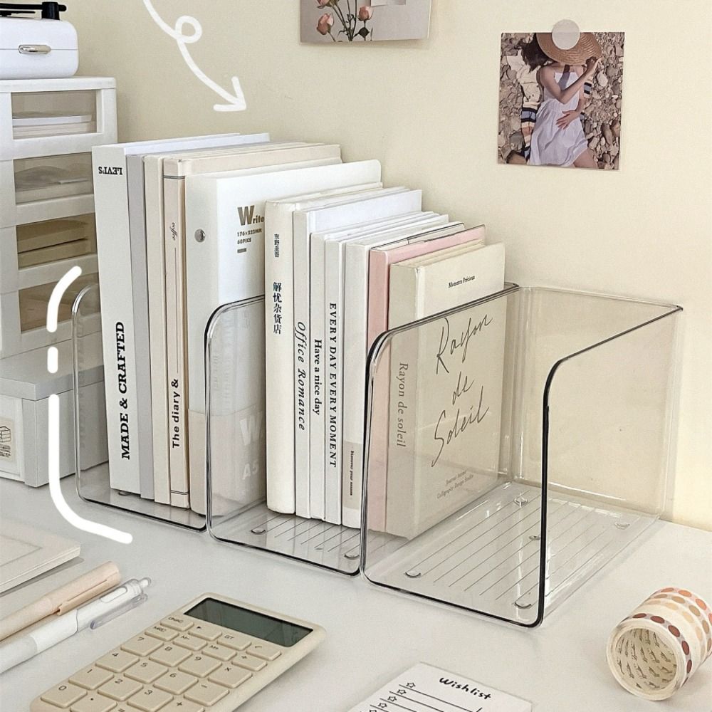 Acrylic Bookshelf U-shaped Book Organizer Simple Book Stand  Home Office