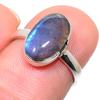 Кольцо из чистого серебра 925 пробы с натуральным лабрадоритом ручной работы, размер 6 V9L24