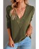 Azura Exchange Green Lace Patchwork V Neck Waffle Knit Top