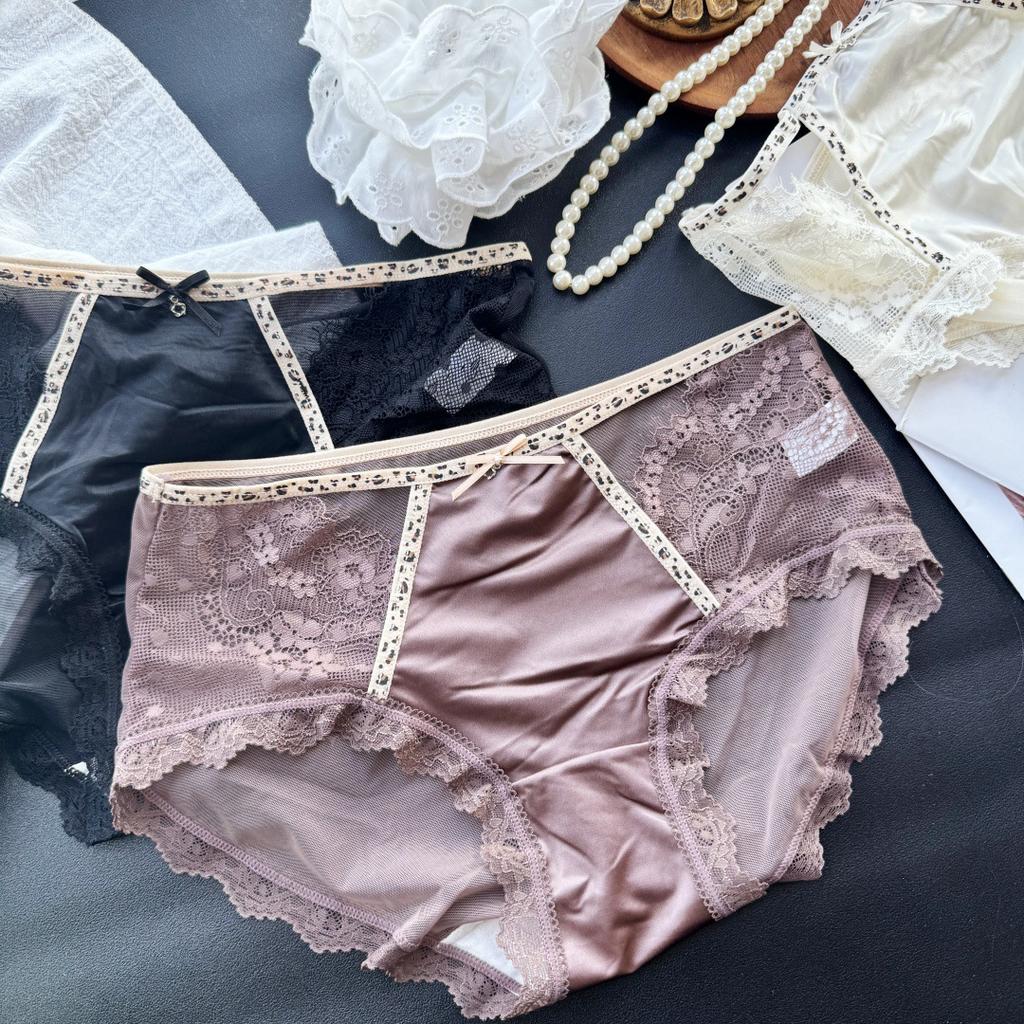 Женские летние трусы-слипы из атласа с принтом леопарда по краю, легкие, с ощущением роскоши и элегантности, с эффектом "ледяного шелка"