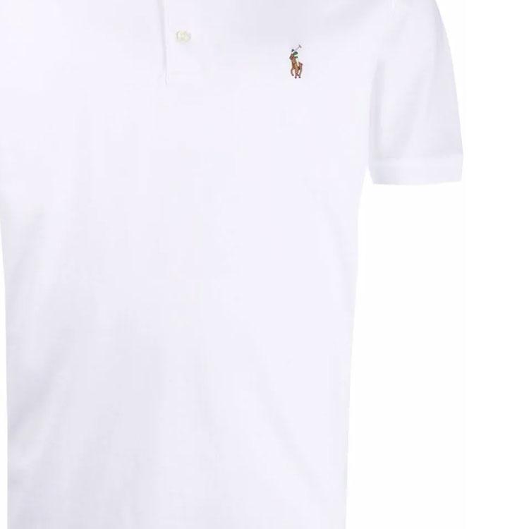 Polo Ralph Lauren SS22 Solid Plain Knit Polo Shirt Short Sleeves Men tops White 710713130-003