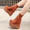 Wedges Ankle Boots White Black Rubber Sole Shoes Platform Boots Women Lacing Autumn Platform Heels Shoes Heel 14 Cm  Boots Women