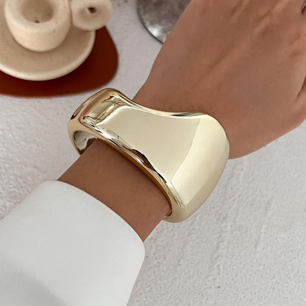 Exaggerated Punk Irregular CCB Metal Chunky Cuff Bangles for Women Hip Hop Gold Color Wide Bracelet Steampunk Men Jewelry