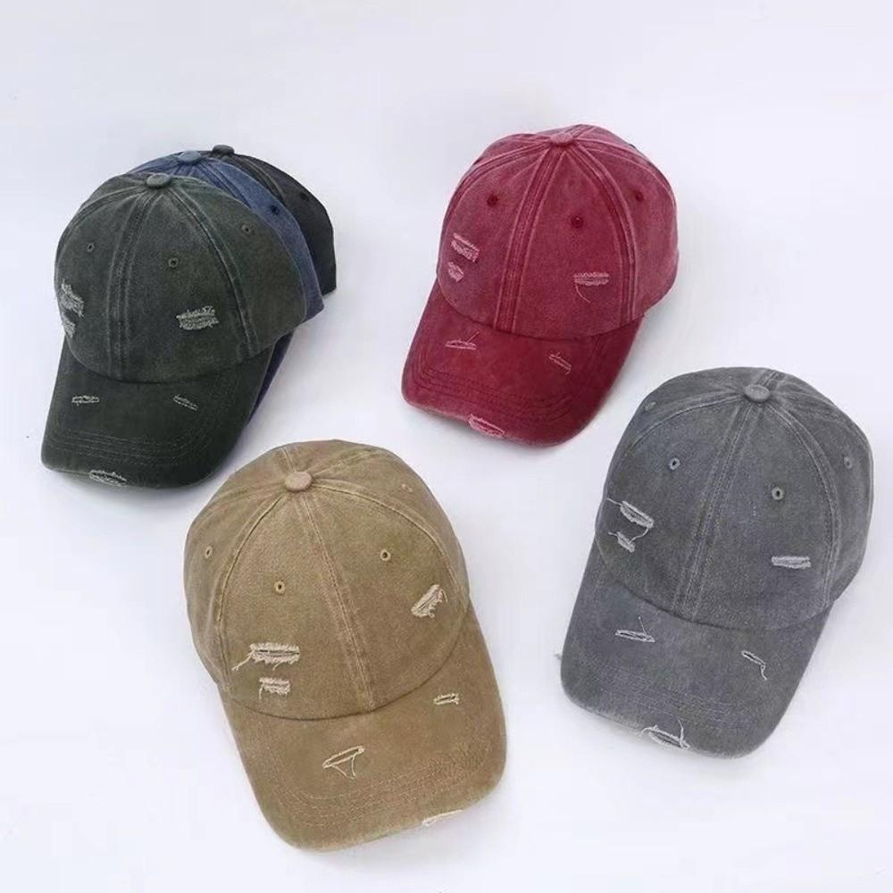 Washed Cotton Distressed Baseball Cap Breathable Trucker Hat Unisex Sun Hat