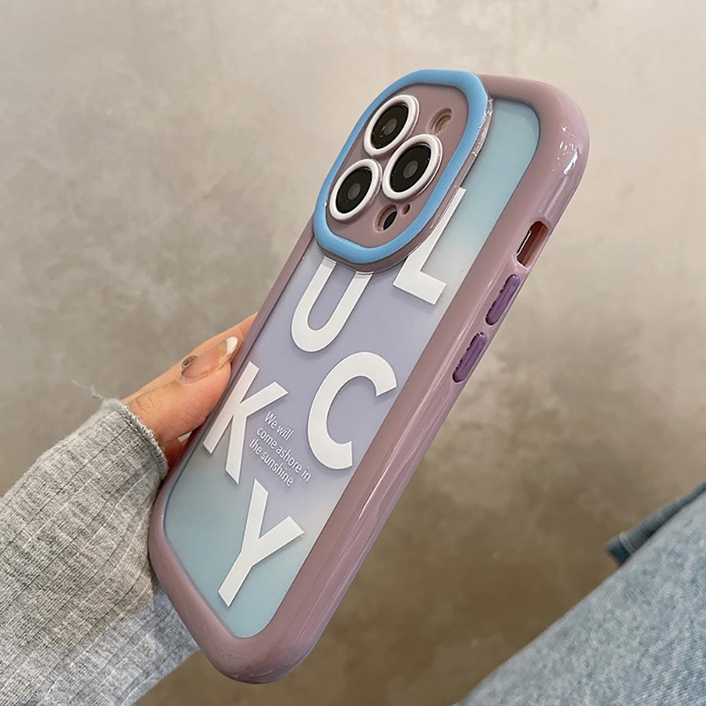 Симпатичный противоударный чехол-бампер с надписью Lucky для Iphone 14 Pro Max 11 12 13 Pro Max, забавный мягкий модный прозрачный чехол на заднюю панель