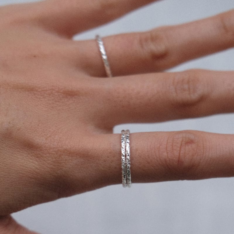 Another Layer Thin Rough Ring (Silver925)(2color)