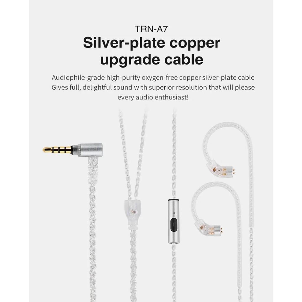 TRN Кабель A7 посеребренный кабель HIFI наушники MMCX/2Pin разъем используется для TRN V10/V20/V60 V90 TRN VX PROTA1 MT1 для KZ