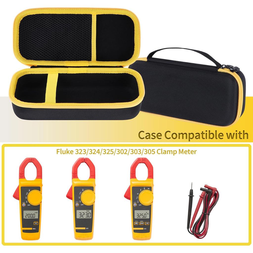 EVA Clamp Meter Holder Bag Fit for Fluke 323/324/325/302 Multimeter Carrying Bag with Portable Handle & Zipper Design