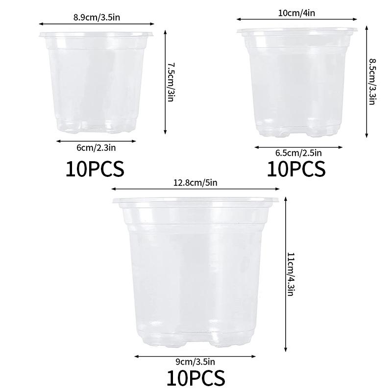 30 шт. пластиковый горшок для рассады растений, прозрачный цветочный горшок, утолщенный посадочный стаканчик, садовый горшок для пересадки, кашпо
