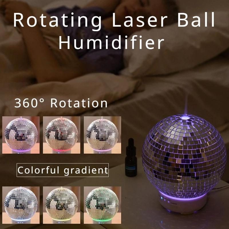 Симпатичный 2025 Новый вращающийся лазерный шар Ароматерапевтический аппарат Настольный увлажнитель Имитация сигаретного кольца Пламя Ароматерапия Машина