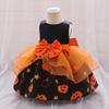 Карнавальный костюм для косплея тыквы для девочек, Vestidos для детей, оранжевые вечерние платья с бантом для девочек, черное платье для выпускного вечера на Хэллоуин с привидением