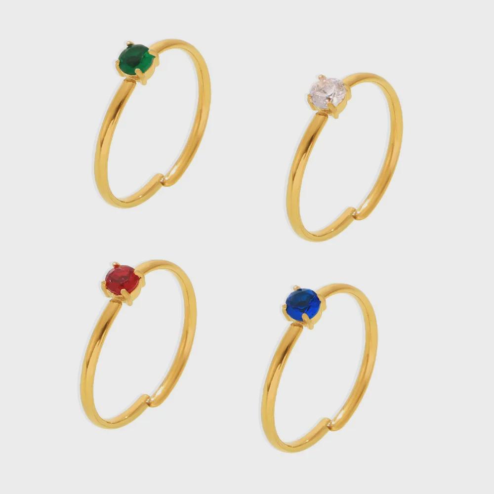 Регулируемое кольцо-индекс Mili Zircon Single Claw Luxury - нержавеющая сталь с покрытием PVD