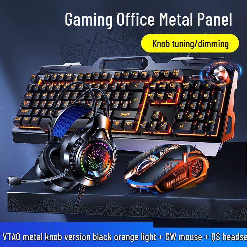 Комплект для киберспортивных игр: проводная клавиатура, мышь и гарнитура