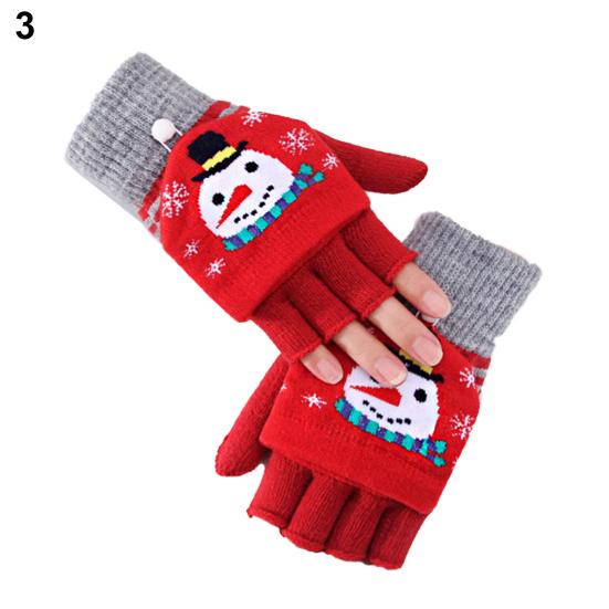 Женские перчатки с откидной крышкой и рисунком лося, зимние утолщенные теплые рождественские перчатки с половиной пальца