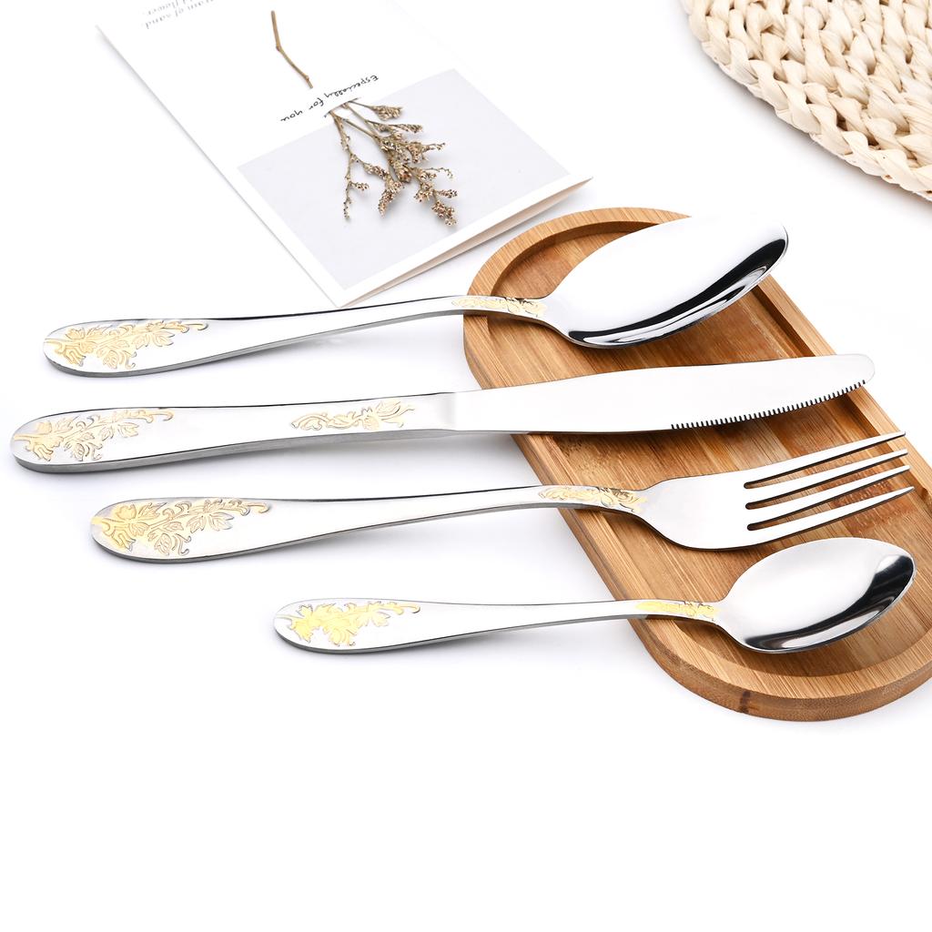 Винтажный набор столовой посуды в стиле вестерн, 24 шт., столовые приборы из нержавеющей стали 304, столовые приборы, светильник, роскошный стиль, обеденный нож, вилка, ложка, набор посуды