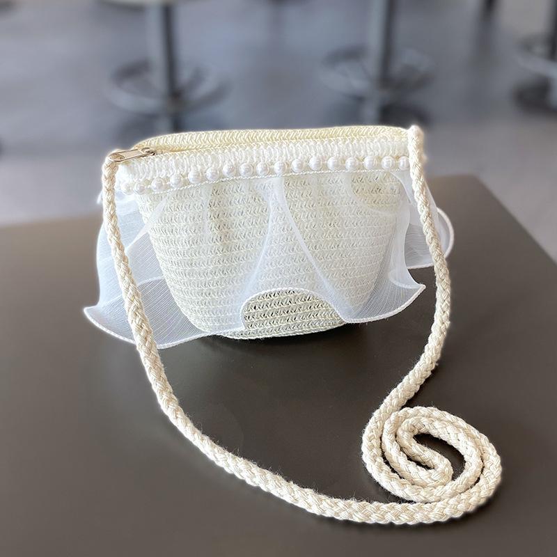 Летняя соломенная шляпа для девочек с жемчужной сеткой - Семейный стиль, Широкие поля, Защита от солнца