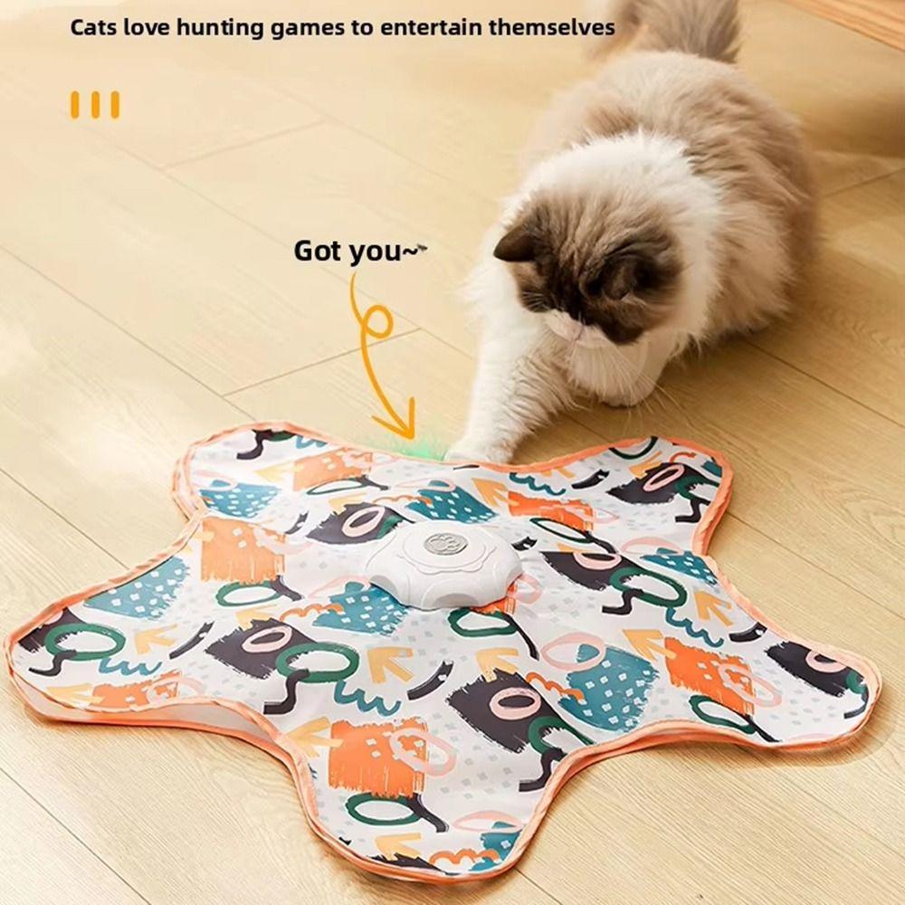 Built-in Feathers Cat Hide and Seek Toy Motion Sensing Automatic Cat Teaser  Indoor Game