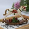 Cartoon Christmas Rocking Horse Handmade Horse Figurine Creative Resin Horse Statue Bedroom