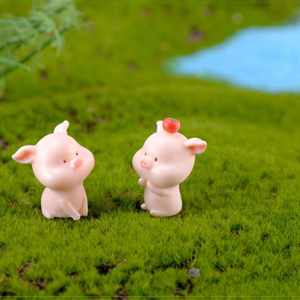 Cute Mini Animal Statue Garden Home Decor Figurine Resin Ornaments Miniature Model Micro Pig Family