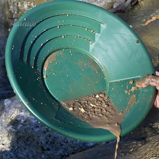 Ручной лоток для промывки, мощный, с тремя канавками, лоток для разведки редких металлов, портативный, легкий, круглый, пластиковый, просеивающий инструмент