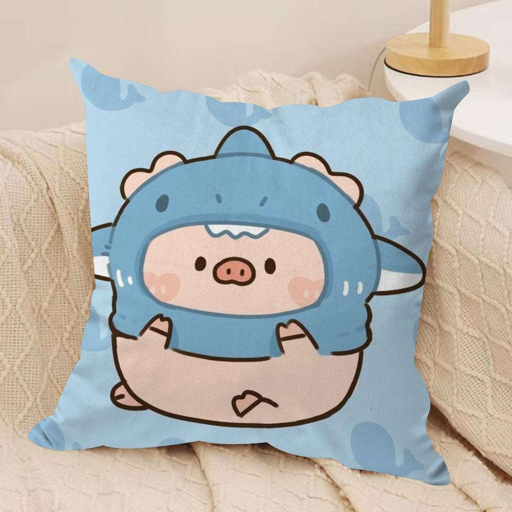 Мультяшная Розовая Наволочка L-Lulu Pig из Шелковистого Короткого Плюша, Двусторонняя Печать, для Подушки на Диван, Декор для Дома на Все Сезоны, Подарок