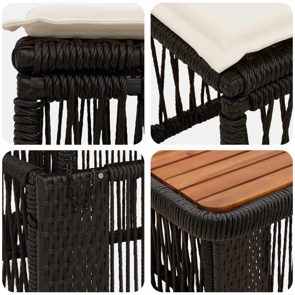 Garden Dining Set with Cushions 3 pcs Beige and Cream Poly Rattan