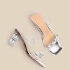 2025 Summer New Crystal Transparent Flip-Flops Diamond Slippers Women Wear Thick Fashion High Heels