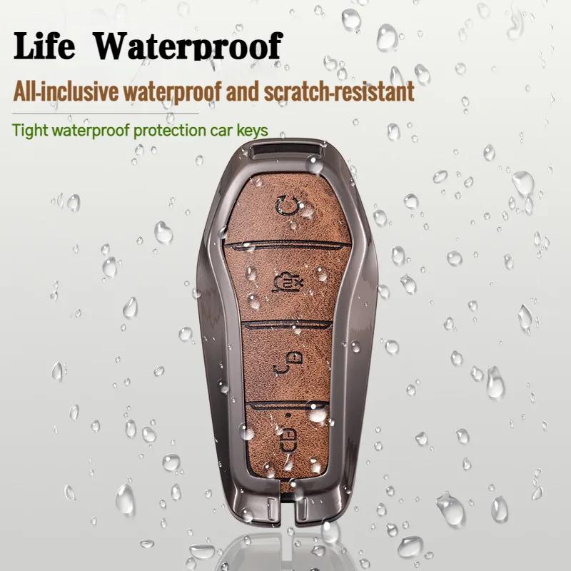 Чехол для ключа для BYD Song Plus Atto 3 Han EV Tang DM Qin Seal Dolphin Leather Metal Remote Fob Holder Keychain Car Accessories